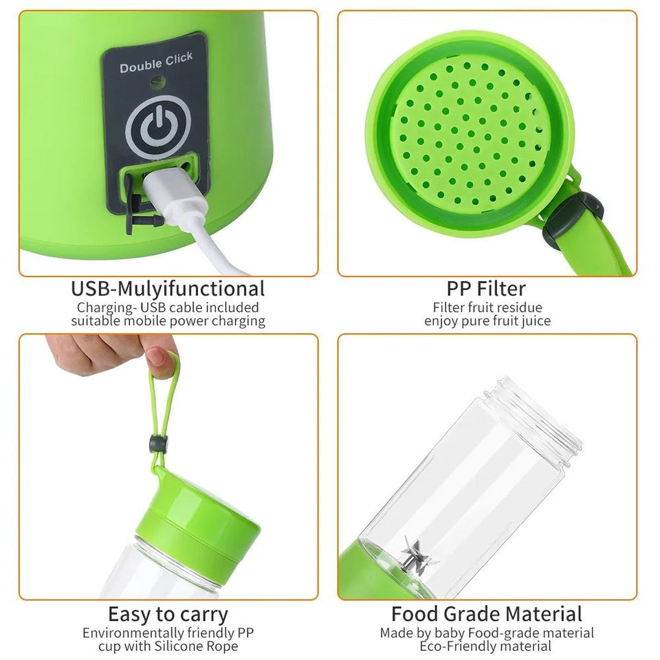 Juicer Blender 6 Blades USB Portable 380ml Mini Fruit Bottle Juicer Blender