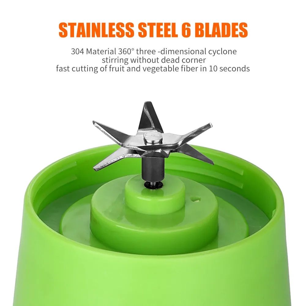 Juicer Blender 6 Blades USB Portable 380ml Mini Fruit Bottle Juicer Blender